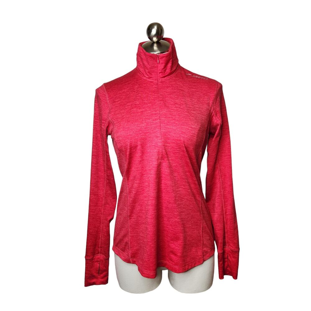 Brooks 1/2 Zip Running Pullover Top Womens Small‎ Heathered Pink Red
